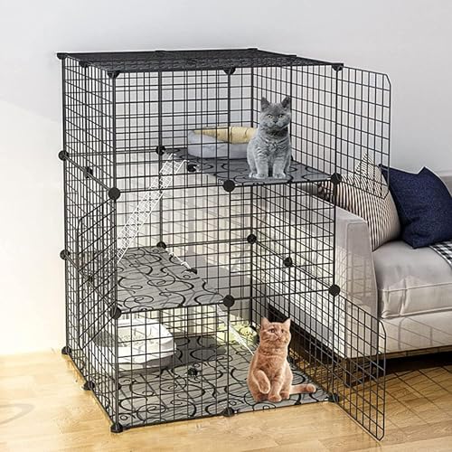 Katzengehege im Freien – Kaninchen-Laufstall, kleines Haustiergehege aus Kunststoff, DIY, erweiterbarer Laufstall, Käfig von CHEMYO