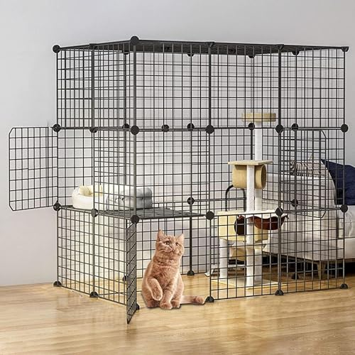 Katzengehege im Freien – Kaninchen-Laufstall, kleines Haustiergehege aus Kunststoff, DIY, erweiterbarer Laufstall, Käfig von CHEMYO