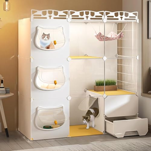 Katzenhütte, Katzenkäfig, Katzengehege für den Innenbereich, Katzenlaufstall für Katzen im Innenbereich, Katzenkäfig mit Katzentoilette, abnehmbarer Zwinger aus Metalldraht für 1–3 Katzen (G Katzenhütte, Katzenkäfig, Katzengehege für den Innenbereich, Katzenlaufstall für Katzen im Innenbereich, Katzenkäfig mit Katzentoilette, abnehmbarer Zwinger aus Metalldraht für 1–3 Katzen (G von CHEMYO