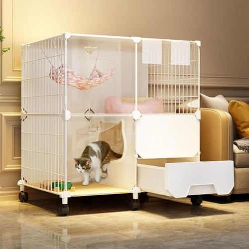Katzenhütten für Hauskatzen mit Katzentoilette, Kaninchenkäfig, Kätzchen-Laufstall, Katzennest, Kleintier-Laufstall mit oberer Abdeckung, Fluchtschutz für Katzen, Hasen, Hamster, Katzen, Ige Katzenhütten für Hauskatzen mit Katzentoilette, Kaninchenkäfig, Kätzchen-Laufstall, Katzennest, Kleintier-Laufstall mit oberer Abdeckung, Fluchtschutz für Katzen, Hasen, Hamster, Katzen, Ige von CHEMYO
