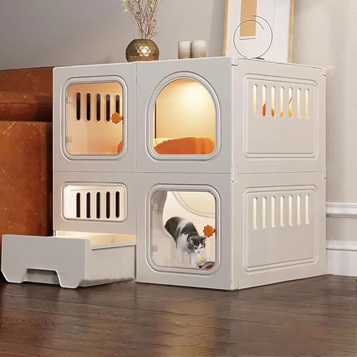 Katzenkäfig, DIY-Katzengehege, Katzenhaus, Laufstall für Katzen, Katzenkäfig für den Innenbereich mit Katzentoilette, einfach zu montierende Katzentoilette, großer Übungsort, ideal für 1–2 K Katzenkäfig, DIY-Katzengehege, Katzenhaus, Laufstall für Katzen, Katzenkäfig für den Innenbereich mit Katzentoilette, einfach zu montierende Katzentoilette, großer Übungsort, ideal für 1–2 K von CHEMYO