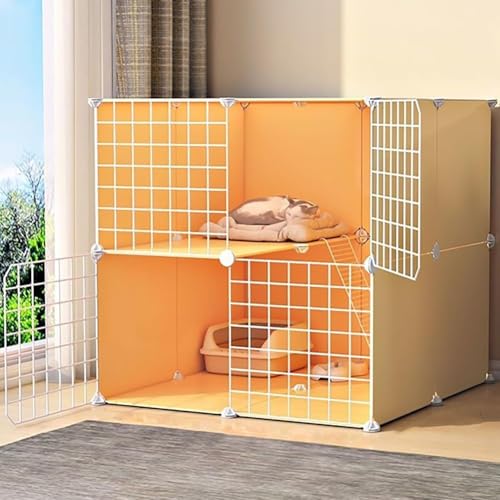 Katzenkäfig, DIY-Katzenlaufstall, Katzenhütten für Hauskatzen, mit Katzentoilette und Katzenhängematte, zusammenklappbarer Haustierkäfig, Katzenhaus, Übungsort, ideal für 1–2 Katzen, Frettch Katzenkäfig, DIY-Katzenlaufstall, Katzenhütten für Hauskatzen, mit Katzentoilette und Katzenhängematte, zusammenklappbarer Haustierkäfig, Katzenhaus, Übungsort, ideal für 1–2 Katzen, Frettch von CHEMYO