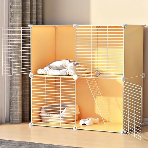 Katzenkäfig, DIY-Katzenlaufstall, Katzenhütten für Hauskatzen, mit Katzentoilette und Katzenhängematte, zusammenklappbarer Haustierkäfig, Katzenhaus, Übungsort, ideal für 1–2 Katzen, Frettch Katzenkäfig, DIY-Katzenlaufstall, Katzenhütten für Hauskatzen, mit Katzentoilette und Katzenhängematte, zusammenklappbarer Haustierkäfig, Katzenhaus, Übungsort, ideal für 1–2 Katzen, Frettch von CHEMYO