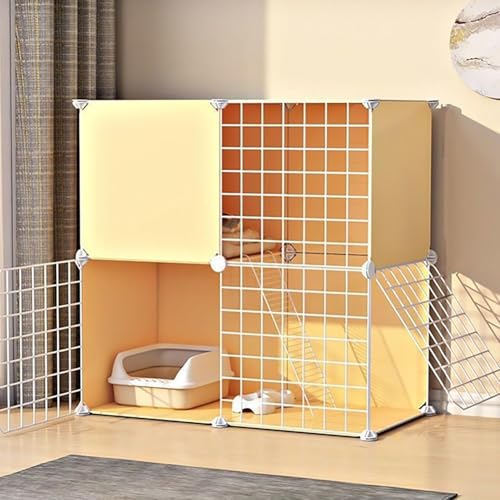 Katzenkäfig, DIY-Katzenlaufstall, Katzenhütten für Hauskatzen, mit Katzentoilette und Katzenhängematte, zusammenklappbarer Haustierkäfig, Katzenhaus, Übungsort, ideal für 1–2 Katzen, Frettch Katzenkäfig, DIY-Katzenlaufstall, Katzenhütten für Hauskatzen, mit Katzentoilette und Katzenhängematte, zusammenklappbarer Haustierkäfig, Katzenhaus, Übungsort, ideal für 1–2 Katzen, Frettch von CHEMYO