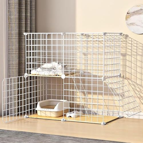 Katzenkäfig, DIY-Katzenlaufstall, Katzenhütten für Hauskatzen, mit Katzentoilette und Katzenhängematte, zusammenklappbarer Haustierkäfig, Katzenhaus, Übungsort, ideal für 1–2 Katzen, Frettch Katzenkäfig, DIY-Katzenlaufstall, Katzenhütten für Hauskatzen, mit Katzentoilette und Katzenhängematte, zusammenklappbarer Haustierkäfig, Katzenhaus, Übungsort, ideal für 1–2 Katzen, Frettch von CHEMYO