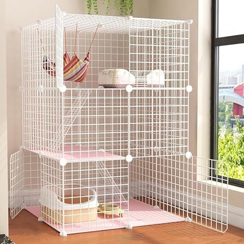 Katzenkäfig, DIY-Katzenlaufstall, Katzenhütten für Hauskatzen, mit Katzentoilette und Katzenhängematte, zusammenklappbarer Haustierkäfig, Katzenhaus, Übungsort, ideal für 1–2 Katzen, Frettch Katzenkäfig, DIY-Katzenlaufstall, Katzenhütten für Hauskatzen, mit Katzentoilette und Katzenhängematte, zusammenklappbarer Haustierkäfig, Katzenhaus, Übungsort, ideal für 1–2 Katzen, Frettch von CHEMYO