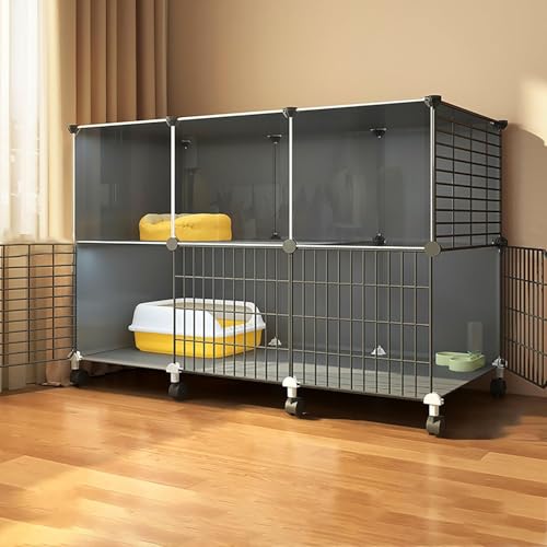 Katzenkäfig, Katzengehege, für den Innenbereich, DIY-Kätzchenkäfig, Katzenhaus, abnehmbare Metalldrahthütten, Kiste, Haustier-Laufstall, großer Übungsort (Größe: mit Rädern-109 x 39 x 78 cm) Katzenkäfig, Katzengehege, für den Innenbereich, DIY-Kätzchenkäfig, Katzenhaus, abnehmbare Metalldrahthütten, Kiste, Haustier-Laufstall, großer Übungsort (Größe: mit Rädern-109 x 39 x 78 cm) von CHEMYO