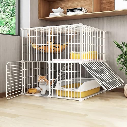 Katzenkäfig, Katzengehege für den Innenbereich, Katzenhütte, groß, 1/2/3 Etagen, Katzenlaufstall, Katzenhütten, DIY-Katzenlaufstall für den Innenbereich für Kleintiere, Übungsort, ideal für Katzenkäfig, Katzengehege für den Innenbereich, Katzenhütte, groß, 1/2/3 Etagen, Katzenlaufstall, Katzenhütten, DIY-Katzenlaufstall für den Innenbereich für Kleintiere, Übungsort, ideal für von CHEMYO