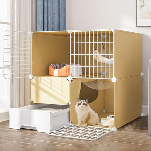 Katzenkäfig, Katzenhütte, Katzengehege im Freien, Katzenlaufstall, Kleintierkäfige mit Tür und geschlossener Katzentoilette, geruchshemmender Spritzsand für Kätzchen, Hasen, Chinchilla (Farb Katzenkäfig, Katzenhütte, Katzengehege im Freien, Katzenlaufstall, Kleintierkäfige mit Tür und geschlossener Katzentoilette, geruchshemmender Spritzsand für Kätzchen, Hasen, Chinchilla (Farb von CHEMYO