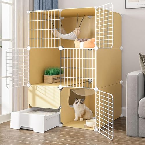 Katzenkäfig, Katzenhütte, Katzengehege im Freien, Katzenlaufstall, Kleintierkäfige mit Tür und geschlossener Katzentoilette, geruchshemmender Spritzsand für Kätzchen, Hasen, Chinchilla (Farb Katzenkäfig, Katzenhütte, Katzengehege im Freien, Katzenlaufstall, Kleintierkäfige mit Tür und geschlossener Katzentoilette, geruchshemmender Spritzsand für Kätzchen, Hasen, Chinchilla (Farb von CHEMYO