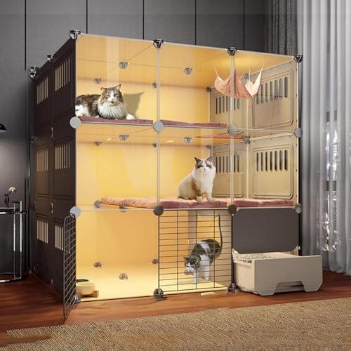 Katzenkäfig, Katzenkäfig, Katzenkäfig für den Innenbereich, Katzenlaufstall für Katzen im Innenbereich, DIY-Katzenlaufstall, abnehmbare Zwinger aus Metalldraht, ideal für 1–2 Katzen (Farbe: von CHEMYO