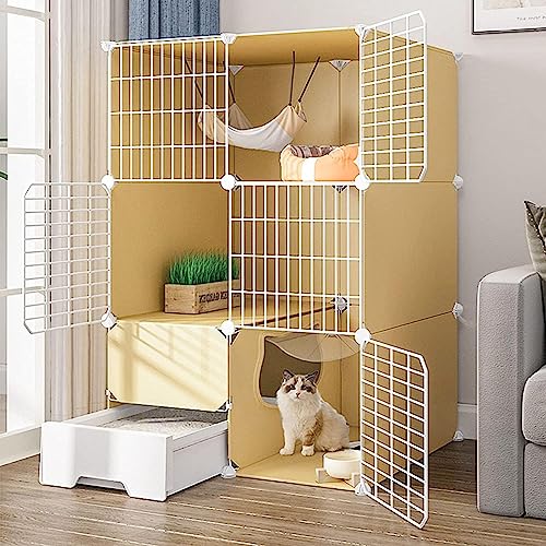 Katzenkäfig – Chinchilla-Käfig, Kaninchenkäfig, für den Innenbereich, groß, mit Katzentoilette, DIY-Katzenlaufstall, abnehmbarer Metalldraht, Kätzchenhütten, Kiste, Kleintierkäfig für Hausti Katzenkäfig – Chinchilla-Käfig, Kaninchenkäfig, für den Innenbereich, groß, mit Katzentoilette, DIY-Katzenlaufstall, abnehmbarer Metalldraht, Kätzchenhütten, Kiste, Kleintierkäfig für Hausti von CHEMYO