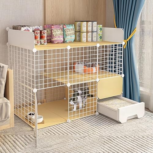 Katzenkäfig – DIY-Katzenlaufstall für den Innenbereich, Katzenhütte, DIY-Katzenlaufstall, abnehmbarer Metalldraht, Kätzchenhütten, Kiste, Kleintierkäfig für Haustiere (Größe: 111 x 49 x 91 c Katzenkäfig – DIY-Katzenlaufstall für den Innenbereich, Katzenhütte, DIY-Katzenlaufstall, abnehmbarer Metalldraht, Kätzchenhütten, Kiste, Kleintierkäfig für Haustiere (Größe: 111 x 49 x 91 c von CHEMYO