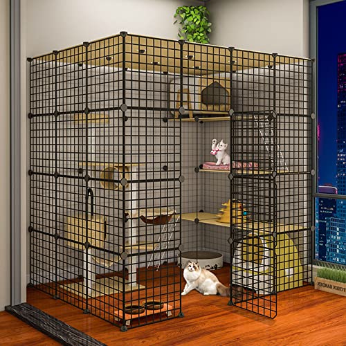Katzenkäfig – Haustierlaufstall Katzenlaufstall, tragbarer Metalldraht-Hofzaun, Kleintierkäfig für den Innen- und Außenbereich mit Katzenkäfig-Zubehör von CHEMYO