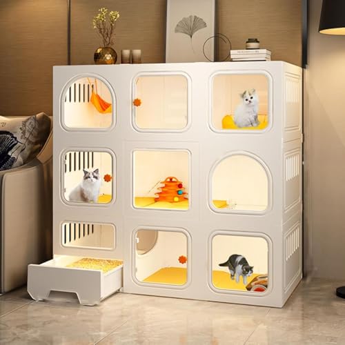 Katzenkäfig – Katzengehege für den Innenbereich, Katzenhütten für Hauskatzen mit Katzentoilette, robuster und robuster DIY-Katzenlaufstall, mit Rollen zur Erhöhung der Höhe um 4 cm (Farbe: S Katzenkäfig – Katzengehege für den Innenbereich, Katzenhütten für Hauskatzen mit Katzentoilette, robuster und robuster DIY-Katzenlaufstall, mit Rollen zur Erhöhung der Höhe um 4 cm (Farbe: S von CHEMYO