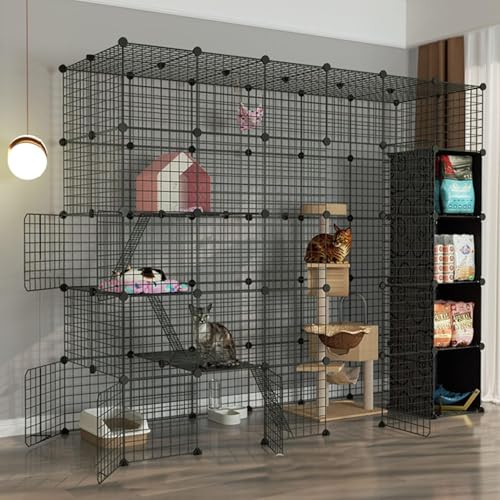 Katzenkäfig – Katzenkäfige für den Innenbereich, groß, Haustierkäfige für Katzen, DIY-Metalldrahtgitterkäfig, Metallnetz, Übungshof, Zaunkäfig mit Tür und Aufbewahrungsbox für kleine Haustie Katzenkäfig – Katzenkäfige für den Innenbereich, groß, Haustierkäfige für Katzen, DIY-Metalldrahtgitterkäfig, Metallnetz, Übungshof, Zaunkäfig mit Tür und Aufbewahrungsbox für kleine Haustie von CHEMYO