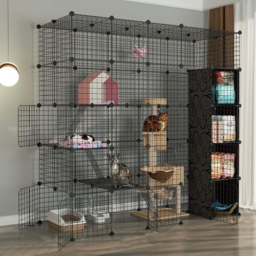 Katzenkäfig – Katzenkäfige für den Innenbereich, groß, Haustierkäfige für Katzen, DIY-Metalldrahtgitterkäfig, Metallnetz, Übungshof, Zaunkäfig mit Tür und Aufbewahrungsbox für kleine Haustie Katzenkäfig – Katzenkäfige für den Innenbereich, groß, Haustierkäfige für Katzen, DIY-Metalldrahtgitterkäfig, Metallnetz, Übungshof, Zaunkäfig mit Tür und Aufbewahrungsbox für kleine Haustie von CHEMYO