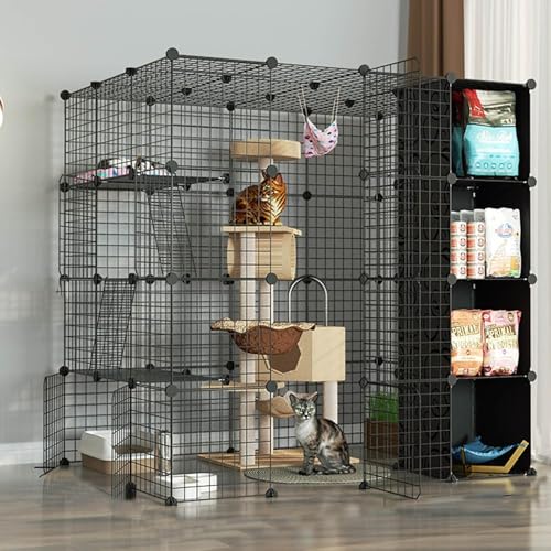 Katzenkäfig – Katzenkäfige für den Innenbereich, groß, Haustierkäfige für Katzen, DIY-Metalldrahtgitterkäfig, Metallnetz, Übungshof, Zaunkäfig mit Tür und Aufbewahrungsbox für kleine Haustie Katzenkäfig – Katzenkäfige für den Innenbereich, groß, Haustierkäfige für Katzen, DIY-Metalldrahtgitterkäfig, Metallnetz, Übungshof, Zaunkäfig mit Tür und Aufbewahrungsbox für kleine Haustie von CHEMYO