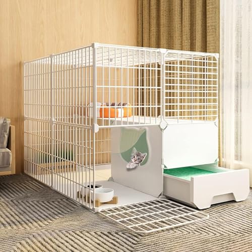 Katzenkäfig – Katzenlaufstall, DIY-Laufstall für Haustiere, Übungshof, Zaunkäfig mit Tür und geschlossener Katzentoilette, leicht zu reinigen und Gerüche zu entfernen, für kleine Haustiere, Katzenkäfig – Katzenlaufstall, DIY-Laufstall für Haustiere, Übungshof, Zaunkäfig mit Tür und geschlossener Katzentoilette, leicht zu reinigen und Gerüche zu entfernen, für kleine Haustiere, von CHEMYO