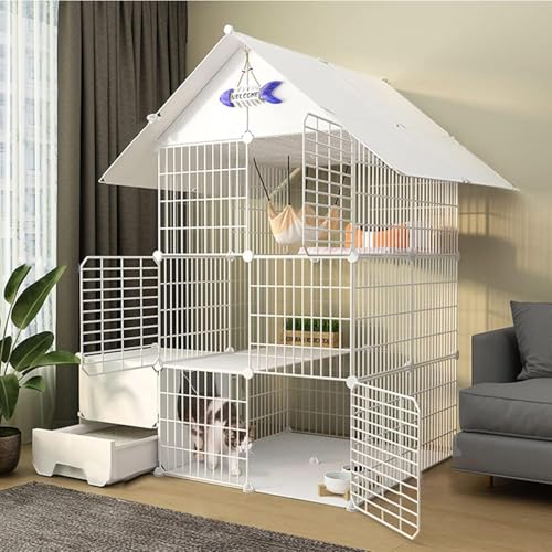 Katzenkäfig – Katzenlaufstall, Frettchenkäfig mit Tür und geschlossener Katzentoilette, DIY-Laufstall für Haustiere, Katzenkäfig, Käfig, Zwinger, Faltbarer Zaun, Hofbarriere für kleine Haus Katzenkäfig – Katzenlaufstall, Frettchenkäfig mit Tür und geschlossener Katzentoilette, DIY-Laufstall für Haustiere, Katzenkäfig, Käfig, Zwinger, Faltbarer Zaun, Hofbarriere für kleine Haus von CHEMYO