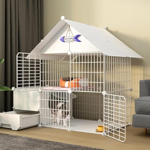 Katzenkäfig – Katzenlaufstall, Frettchenkäfig mit Tür und geschlossener Katzentoilette, DIY-Laufstall für Haustiere, Katzenkäfig, Käfig, Zwinger, Faltbarer Zaun, Hofbarriere für kleine Haus Katzenkäfig – Katzenlaufstall, Frettchenkäfig mit Tür und geschlossener Katzentoilette, DIY-Laufstall für Haustiere, Katzenkäfig, Käfig, Zwinger, Faltbarer Zaun, Hofbarriere für kleine Haus von CHEMYO