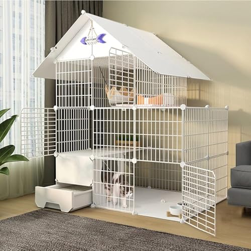 Katzenkäfig – Katzenlaufstall, Katzenkäfig mit Katzentoilette, Frettchenkäfig mit Tür, DIY-Haustier-Laufstall, Katzenkäfig, Käfig, Zwinger, Faltbarer Zaun, Hof für kleine Haustiere, Kaninche Katzenkäfig – Katzenlaufstall, Katzenkäfig mit Katzentoilette, Frettchenkäfig mit Tür, DIY-Haustier-Laufstall, Katzenkäfig, Käfig, Zwinger, Faltbarer Zaun, Hof für kleine Haustiere, Kaninche von CHEMYO