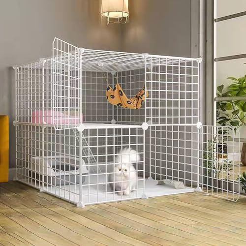 Katzenkäfig – Katzenlaufstall, Katzenkäfige für Hauskatzen, Welpenlaufstall, 2-stöckiger Katzenkäfig für den Innenbereich, abnehmbarer Metalldraht mit Tür für Kaninchen, Hasen, Meerschweinch Katzenkäfig – Katzenlaufstall, Katzenkäfige für Hauskatzen, Welpenlaufstall, 2-stöckiger Katzenkäfig für den Innenbereich, abnehmbarer Metalldraht mit Tür für Kaninchen, Hasen, Meerschweinch von CHEMYO