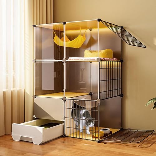 Katzenkäfig für Hauskatzen, Katzenkäfig für draußen – Katzenkäfige für drinnen, groß, mit Katzentoilette, DIY-Laufstall für Haustiere, Metallhütte, einfach zu montieren, ideal für 1–3 Katzen Katzenkäfig für Hauskatzen, Katzenkäfig für draußen – Katzenkäfige für drinnen, groß, mit Katzentoilette, DIY-Laufstall für Haustiere, Metallhütte, einfach zu montieren, ideal für 1–3 Katzen von CHEMYO