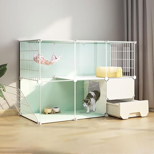 Katzenkäfig für den Innenbereich, Katzengehege, DIY-Katzenlaufstall, Katzenhütte, abnehmbares Katzenhaus, frei montierbar, Haustierkäfig für Kaninchen, Meerschweinchen, Kleintiere (Größe: 10 Katzenkäfig für den Innenbereich, Katzengehege, DIY-Katzenlaufstall, Katzenhütte, abnehmbares Katzenhaus, frei montierbar, Haustierkäfig für Kaninchen, Meerschweinchen, Kleintiere (Größe: 10 von CHEMYO