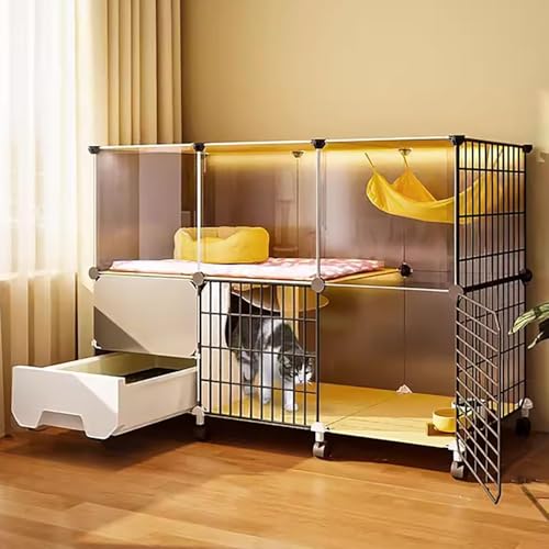 Katzenkäfig für den Innenbereich, Katzengehege, Katzenhütten für Katzen, zusammenklappbarer Haustierkäfig, freistehende Katzentoilette, Metalldrahthüttenkiste, einfach zu montieren, großer Ü Katzenkäfig für den Innenbereich, Katzengehege, Katzenhütten für Katzen, zusammenklappbarer Haustierkäfig, freistehende Katzentoilette, Metalldrahthüttenkiste, einfach zu montieren, großer Ü von CHEMYO