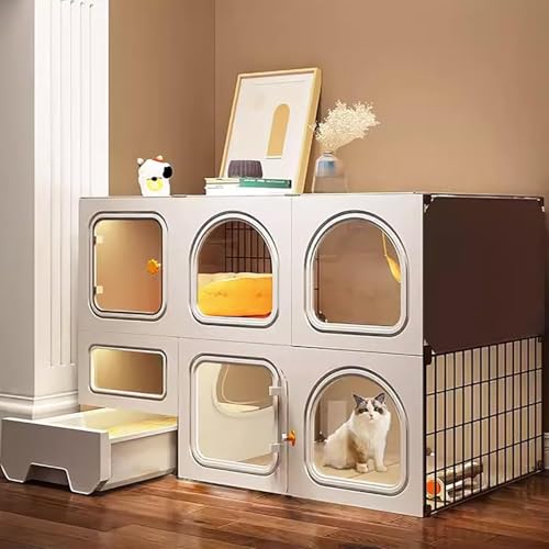 Katzenkäfig für den Innenbereich, Katzengehege, Katzenkäfig, ausziehbare Katzentoilette mit Katzentoilette, tragbar, einfach zu montieren, für 1–2 Katzen, Frettchen, Chinchilla, Kaninchen, K Katzenkäfig für den Innenbereich, Katzengehege, Katzenkäfig, ausziehbare Katzentoilette mit Katzentoilette, tragbar, einfach zu montieren, für 1–2 Katzen, Frettchen, Chinchilla, Kaninchen, K von CHEMYO