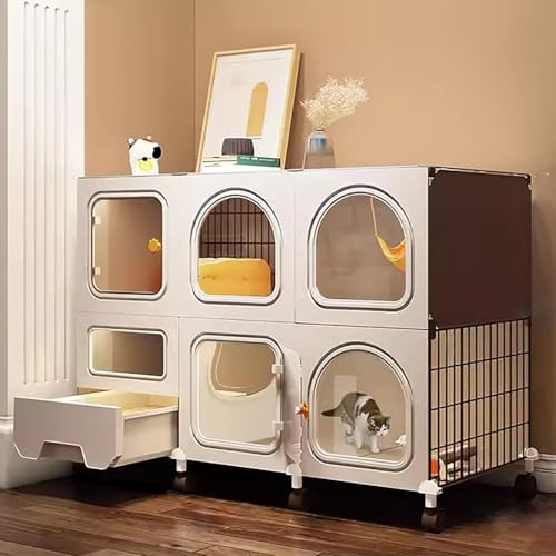 Katzenkäfig für den Innenbereich, Katzengehege, Katzenkäfig, ausziehbare Katzentoilette mit Katzentoilette, tragbar, einfach zu montieren, für 1–2 Katzen, Frettchen, Chinchilla, Kaninchen, K Katzenkäfig für den Innenbereich, Katzengehege, Katzenkäfig, ausziehbare Katzentoilette mit Katzentoilette, tragbar, einfach zu montieren, für 1–2 Katzen, Frettchen, Chinchilla, Kaninchen, K von CHEMYO