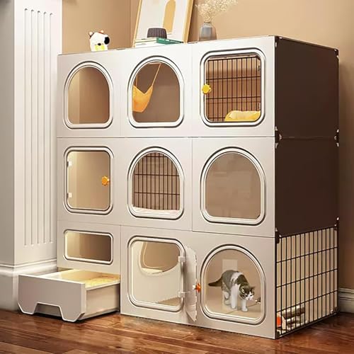 Katzenkäfig für den Innenbereich, Katzengehege, Katzenkäfig, ausziehbare Katzentoilette mit Katzentoilette, tragbar, einfach zu montieren, für 1–2 Katzen, Frettchen, Chinchilla, Kaninchen, K Katzenkäfig für den Innenbereich, Katzengehege, Katzenkäfig, ausziehbare Katzentoilette mit Katzentoilette, tragbar, einfach zu montieren, für 1–2 Katzen, Frettchen, Chinchilla, Kaninchen, K von CHEMYO