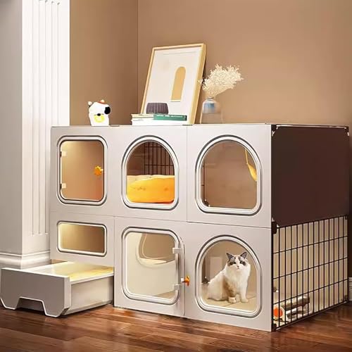 Katzenkäfig für den Innenbereich, Katzengehege, Katzenkäfig, ausziehbare Katzentoilette mit Katzentoilette, tragbar, einfach zu montieren, für 1–2 Katzen, Frettchen, Chinchilla, Kaninchen, K Katzenkäfig für den Innenbereich, Katzengehege, Katzenkäfig, ausziehbare Katzentoilette mit Katzentoilette, tragbar, einfach zu montieren, für 1–2 Katzen, Frettchen, Chinchilla, Kaninchen, K von CHEMYO