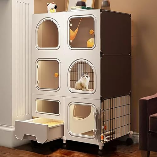 Katzenkäfig für den Innenbereich, Katzengehege, Katzenkäfig, ausziehbare Katzentoilette mit Katzentoilette, tragbar, einfach zu montieren, für 1–2 Katzen, Frettchen, Chinchilla, Kaninchen, K Katzenkäfig für den Innenbereich, Katzengehege, Katzenkäfig, ausziehbare Katzentoilette mit Katzentoilette, tragbar, einfach zu montieren, für 1–2 Katzen, Frettchen, Chinchilla, Kaninchen, K von CHEMYO