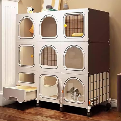 Katzenkäfig für den Innenbereich, Katzengehege, Katzenkäfig, ausziehbare Katzentoilette mit Katzentoilette, tragbar, einfach zu montieren, für 1–2 Katzen, Frettchen, Chinchilla, Kaninchen, K Katzenkäfig für den Innenbereich, Katzengehege, Katzenkäfig, ausziehbare Katzentoilette mit Katzentoilette, tragbar, einfach zu montieren, für 1–2 Katzen, Frettchen, Chinchilla, Kaninchen, K von CHEMYO