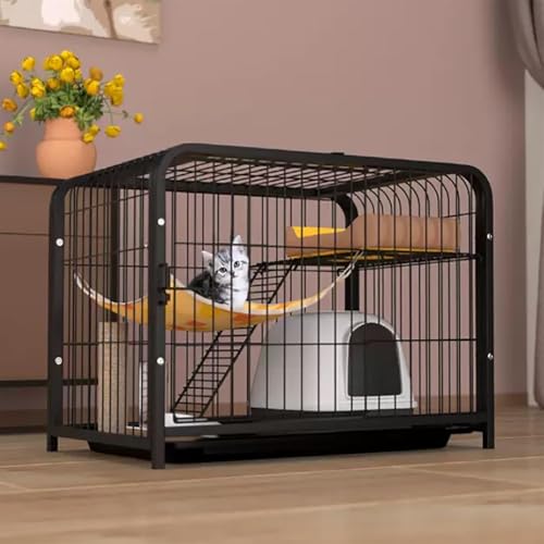 Katzenkäfig für den Innenbereich, Katzengehege, Zwinger aus Metalldraht, mit Katzenhängematte, Tablett, Katzentoilette, für 1–2 Katzen, Frettchen, Chinchilla, Kaninchen, Welpen, kleine Tiere Katzenkäfig für den Innenbereich, Katzengehege, Zwinger aus Metalldraht, mit Katzenhängematte, Tablett, Katzentoilette, für 1–2 Katzen, Frettchen, Chinchilla, Kaninchen, Welpen, kleine Tiere von CHEMYO