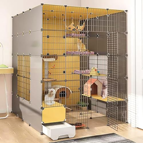 Katzenkäfig für den Innenbereich, Katzengehege, abnehmbare Metallhütte, DIY-Katzenkäfig aus Metall mit geschlossener Katzentoilette mit Plattform, großer Übungsort, ideal für 1–2 Katzen, Has Katzenkäfig für den Innenbereich, Katzengehege, abnehmbare Metallhütte, DIY-Katzenkäfig aus Metall mit geschlossener Katzentoilette mit Plattform, großer Übungsort, ideal für 1–2 Katzen, Has von CHEMYO