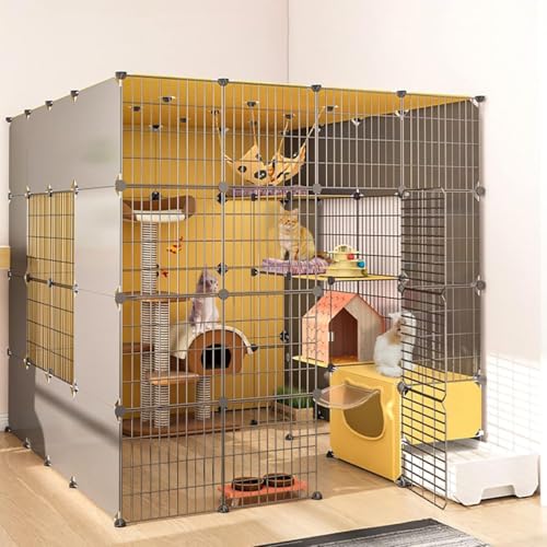 Katzenkäfig für den Innenbereich, Katzengehege, abnehmbare Metallhütte, DIY-Katzenkäfig aus Metall mit geschlossener Katzentoilette mit Plattform, großer Übungsort, ideal für 1–2 Katzen, Has Katzenkäfig für den Innenbereich, Katzengehege, abnehmbare Metallhütte, DIY-Katzenkäfig aus Metall mit geschlossener Katzentoilette mit Plattform, großer Übungsort, ideal für 1–2 Katzen, Has von CHEMYO