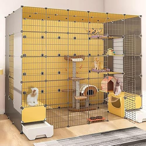 Katzenkäfig für den Innenbereich, Katzengehege, abnehmbare Metallhütte, DIY-Katzenkäfig aus Metall mit geschlossener Katzentoilette mit Plattform, großer Übungsort, ideal für 1–2 Katzen, Has Katzenkäfig für den Innenbereich, Katzengehege, abnehmbare Metallhütte, DIY-Katzenkäfig aus Metall mit geschlossener Katzentoilette mit Plattform, großer Übungsort, ideal für 1–2 Katzen, Has von CHEMYO