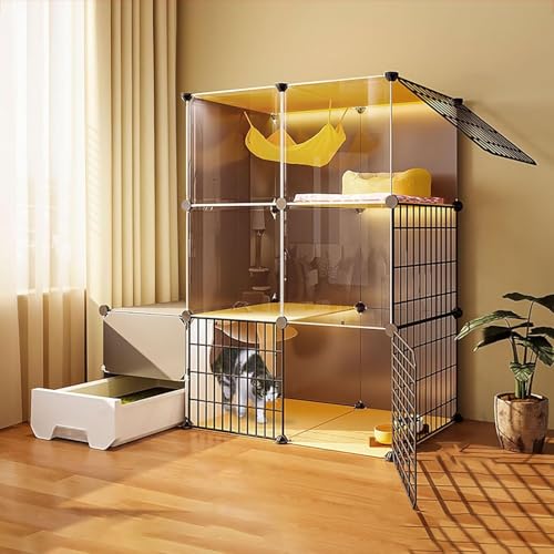 Katzenkäfig für den Innenbereich, Katzengehege mit Katzentoilette, Kätzchenkäfig, DIY-Laufstall für Haustiere, Katzenhaus, abnehmbare Zwinger aus Metalldraht, großer Übungsort, ideal für 1– Katzenkäfig für den Innenbereich, Katzengehege mit Katzentoilette, Kätzchenkäfig, DIY-Laufstall für Haustiere, Katzenhaus, abnehmbare Zwinger aus Metalldraht, großer Übungsort, ideal für 1– von CHEMYO