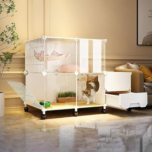 Katzenkäfig für den Innenbereich, Katzengehege mit Rad, DIY Katzenlaufstall, Katzenzaun, abnehmbarer Kleintierkäfig, großer Übungsort, ideal für kleine Haustiere, Katzenwelpen, Weiß (Größe: Katzenkäfig für den Innenbereich, Katzengehege mit Rad, DIY Katzenlaufstall, Katzenzaun, abnehmbarer Kleintierkäfig, großer Übungsort, ideal für kleine Haustiere, Katzenwelpen, Weiß (Größe: von CHEMYO