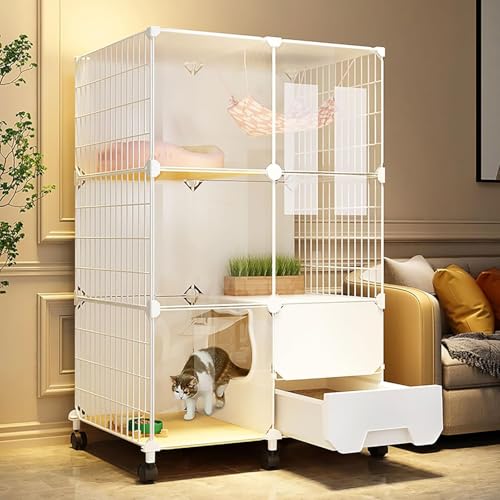 Katzenkäfig für den Innenbereich, Katzengehege mit Rad, DIY Katzenlaufstall, Katzenzaun, abnehmbarer Kleintierkäfig, großer Übungsort, ideal für kleine Haustiere, Katzenwelpen, Weiß (Größe: Katzenkäfig für den Innenbereich, Katzengehege mit Rad, DIY Katzenlaufstall, Katzenzaun, abnehmbarer Kleintierkäfig, großer Übungsort, ideal für kleine Haustiere, Katzenwelpen, Weiß (Größe: von CHEMYO