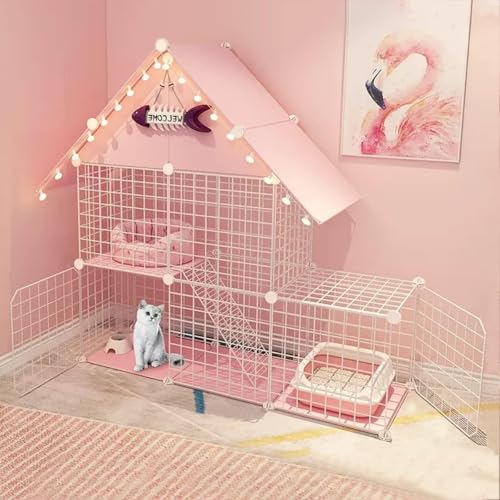 Katzenkäfig für den Innenbereich, Katzenkäfig-Ecke, große 2-stöckige Katzenhütte, abnehmbarer Kleintierkäfig aus Metall, DIY-Design, Kätzchen-Laufstall für Haustierwelpen, Übungsort, ideal f Katzenkäfig für den Innenbereich, Katzenkäfig-Ecke, große 2-stöckige Katzenhütte, abnehmbarer Kleintierkäfig aus Metall, DIY-Design, Kätzchen-Laufstall für Haustierwelpen, Übungsort, ideal f von CHEMYO