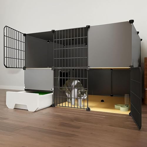 Katzenkäfig für den Innenbereich, Katzenkäfige mit Katzentoilette, großer abnehmbarer Katzenkäfig aus Metall mit 2/3 Ebenen, DIY-Katzenlaufstall für Kleintiere, Übungsort, ideal für 1–3 Katz Katzenkäfig für den Innenbereich, Katzenkäfige mit Katzentoilette, großer abnehmbarer Katzenkäfig aus Metall mit 2/3 Ebenen, DIY-Katzenlaufstall für Kleintiere, Übungsort, ideal für 1–3 Katz von CHEMYO