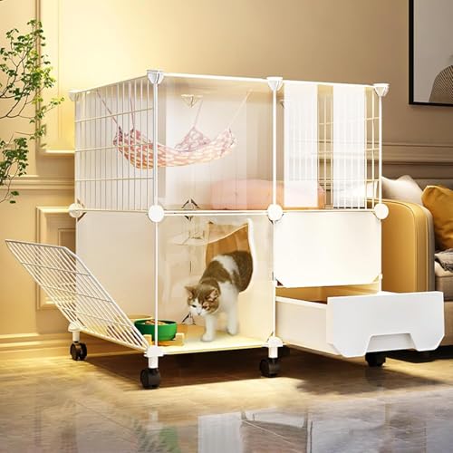 Katzenkäfig für den Innenbereich, große Katzenvilla, transparenter Laufstall, abnehmbare Katzenkäfige, Gehege, DIY-Haustierheim mit Plattformen und Katzentoilette (Farbe: Riemenscheibe, Größ Katzenkäfig für den Innenbereich, große Katzenvilla, transparenter Laufstall, abnehmbare Katzenkäfige, Gehege, DIY-Haustierheim mit Plattformen und Katzentoilette (Farbe: Riemenscheibe, Größ von CHEMYO