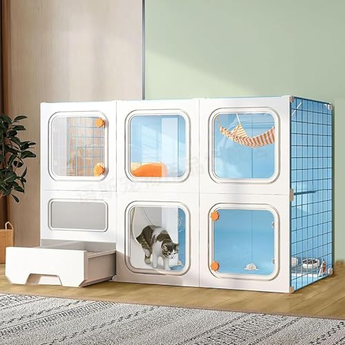 Katzenkäfig für den Innenbereich mit Katzentoilette, Katzengehege, DIY-Kätzchenkäfig, abnehmbares Katzenhaus, Katzenhaus mit Hängematte, Kleintierkäfige für kleine Haustiere, Katzen, Welpen Katzenkäfig für den Innenbereich mit Katzentoilette, Katzengehege, DIY-Kätzchenkäfig, abnehmbares Katzenhaus, Katzenhaus mit Hängematte, Kleintierkäfige für kleine Haustiere, Katzen, Welpen von CHEMYO