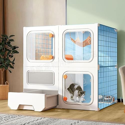 Katzenkäfig für den Innenbereich mit Katzentoilette, Katzengehege, DIY-Kätzchenkäfig, abnehmbares Katzenhaus, Katzenhaus mit Hängematte, Kleintierkäfige für kleine Haustiere, Katzen, Welpen Katzenkäfig für den Innenbereich mit Katzentoilette, Katzengehege, DIY-Kätzchenkäfig, abnehmbares Katzenhaus, Katzenhaus mit Hängematte, Kleintierkäfige für kleine Haustiere, Katzen, Welpen von CHEMYO