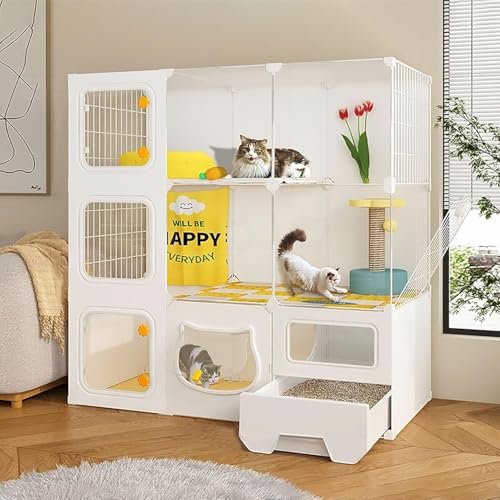 Katzenkäfig für den Innenbereich mit Katzentoilette, Katzengehege, DIY-Katzenlaufstall, Katzenhaus, abnehmbarer Katzenzaun aus Metalldraht, Tierkäfige für 1–3 Katzen, Hasen, Chinchillas (Grö Katzenkäfig für den Innenbereich mit Katzentoilette, Katzengehege, DIY-Katzenlaufstall, Katzenhaus, abnehmbarer Katzenzaun aus Metalldraht, Tierkäfige für 1–3 Katzen, Hasen, Chinchillas (Grö von CHEMYO