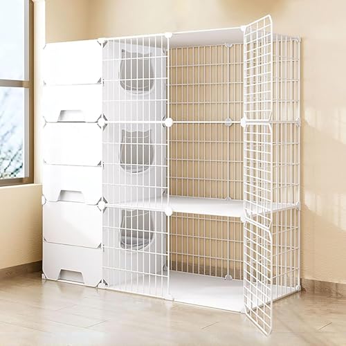 Katzenkäfig mit Katzentoilette, DIY Katzengehege, Kätzchen-Laufstall, große Katzenhütten, abnehmbarer Kleintierkäfig aus Metall, Villa für Zuchtkatzen, extra großer Freiraum (Farbe: Weiß, Gr Katzenkäfig mit Katzentoilette, DIY Katzengehege, Kätzchen-Laufstall, große Katzenhütten, abnehmbarer Kleintierkäfig aus Metall, Villa für Zuchtkatzen, extra großer Freiraum (Farbe: Weiß, Gr von CHEMYO